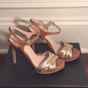Vince Camuto Gold Beach Wood Heels | Camryn